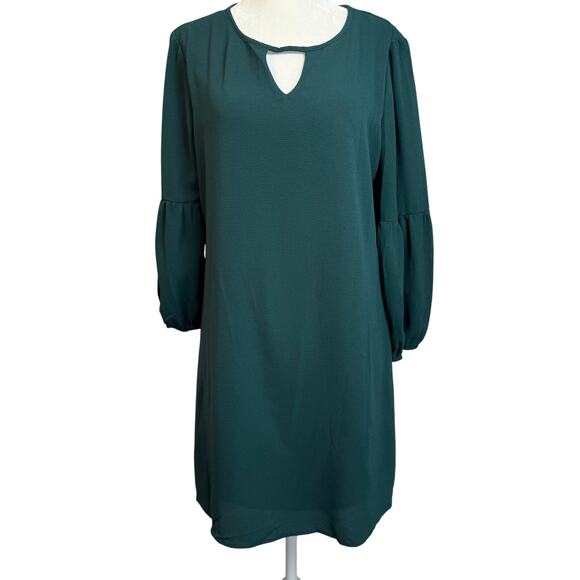 As U Wish Forest Green Long Sleeve Shift Dress – Size Small - Picture 1 of 8